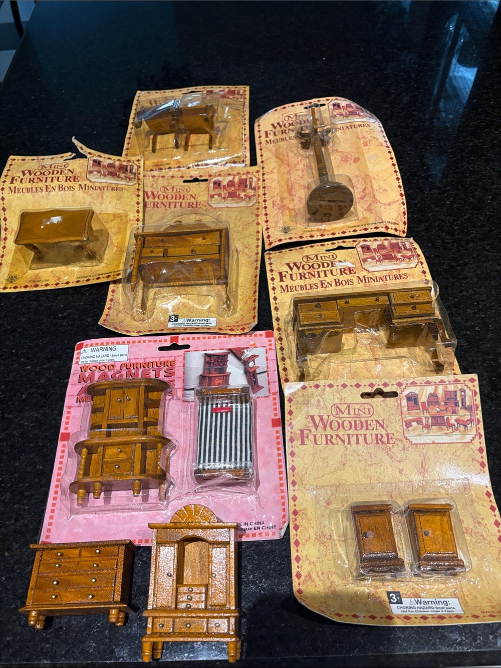 Mini Wooden Furniture Set - Brown Miniature Home Accents